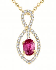 MARQUISE STYLE OVAL COLORED STONE DIAMOND PENDANT (SP392)